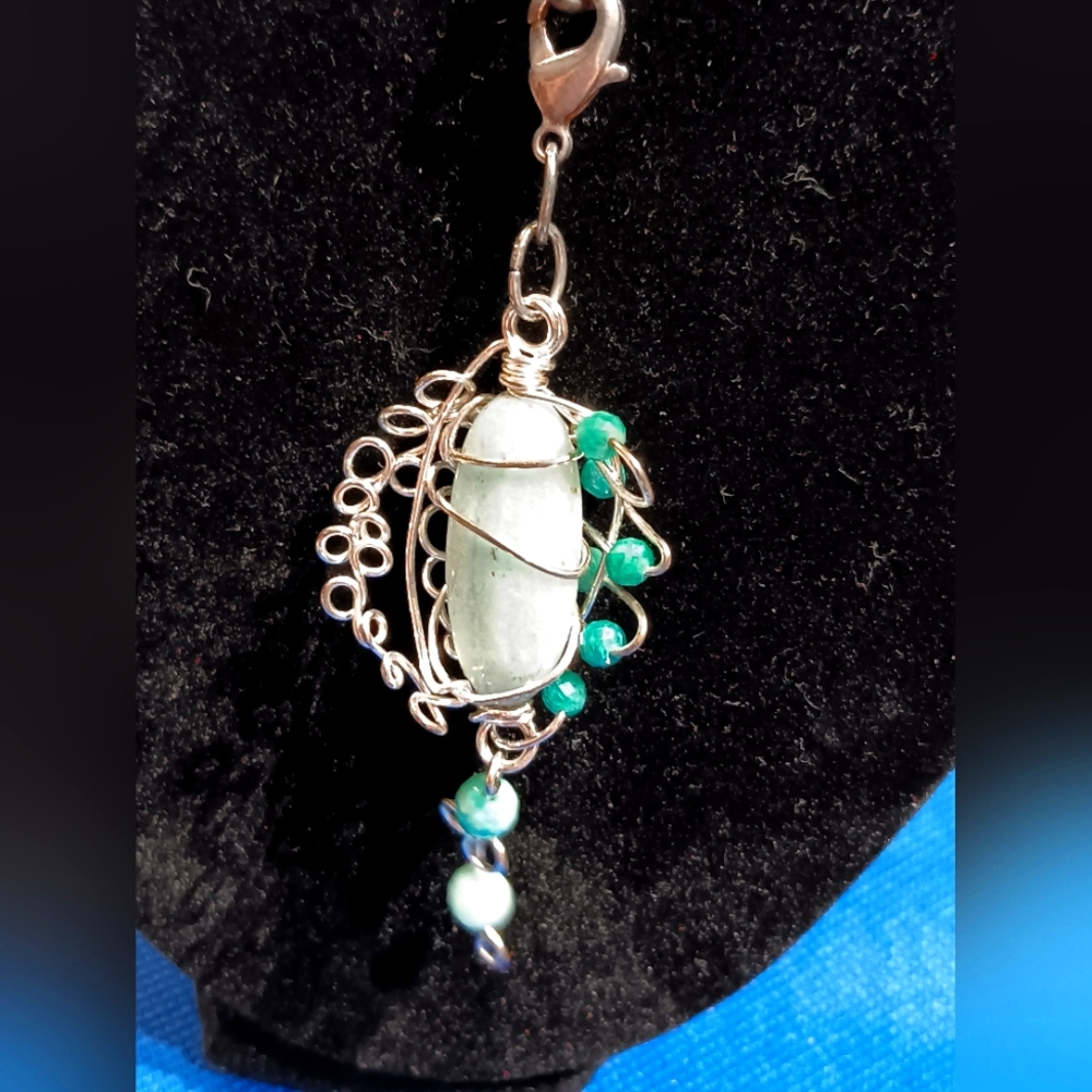 Silver Copper Wire Amazonite Pendant Necklace - image 8